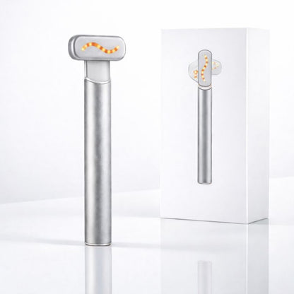 Stylo lifting visage NovaSkinLab argenté — appareil EMS 4-en-1 avec boîte